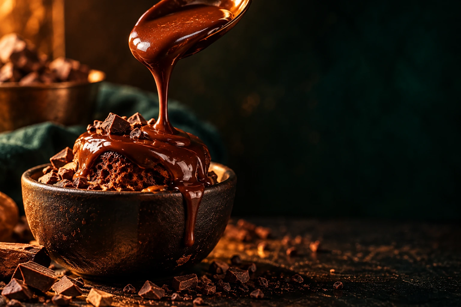 شوكولاتة تنساب فوق حلوى
